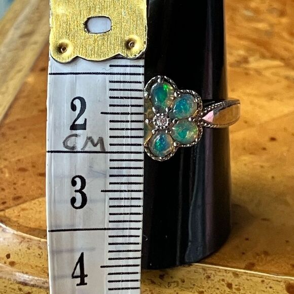 Natural Ethiopian Opal Sterling Silver Ring Size 10 - Picture 8 of 10